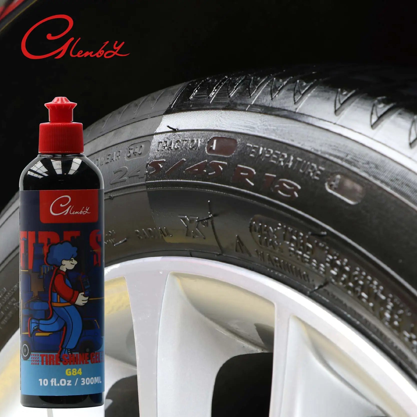 Car Tire Shine Gel & Conditioner – SiO₂ Infused, No-Sling Formula