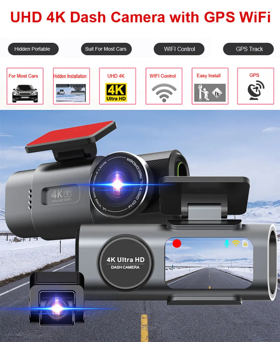 4K UHD Dash Cam – Wi-Fi, GPS & 24H Parking Monitor