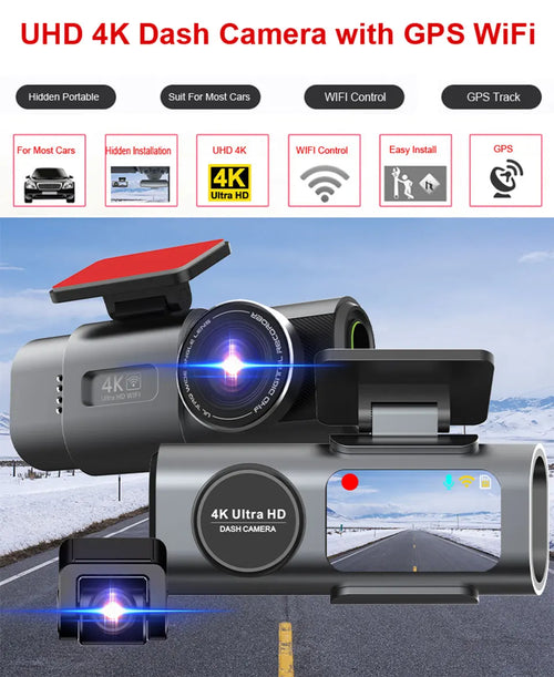 4K UHD Dash Cam – Wi-Fi, GPS & 24H Parking Monitor