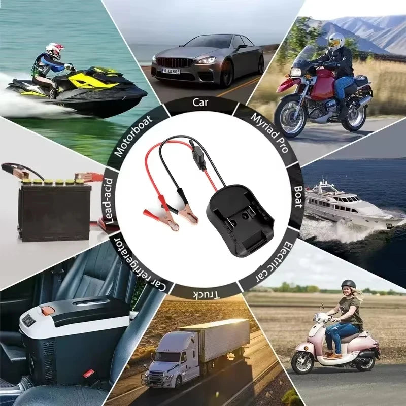 18V Battery Jump Starter Adapter – Emergency Car Booster Cable Converter for Makita, Milwaukee & DeWalt Batteries