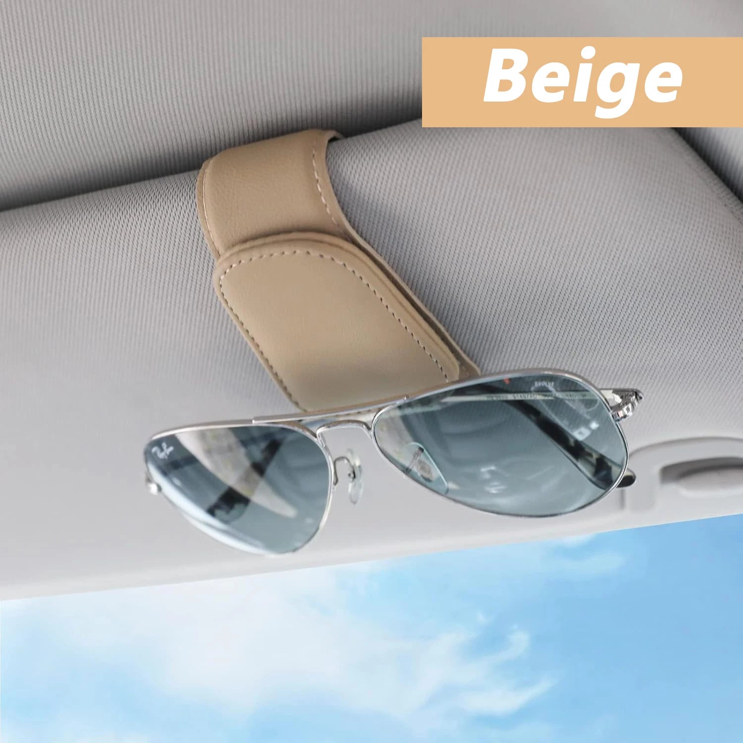 Magnetic Leather Sunglasses Holder – Car Sun Visor Glasses & Ticket Clip
