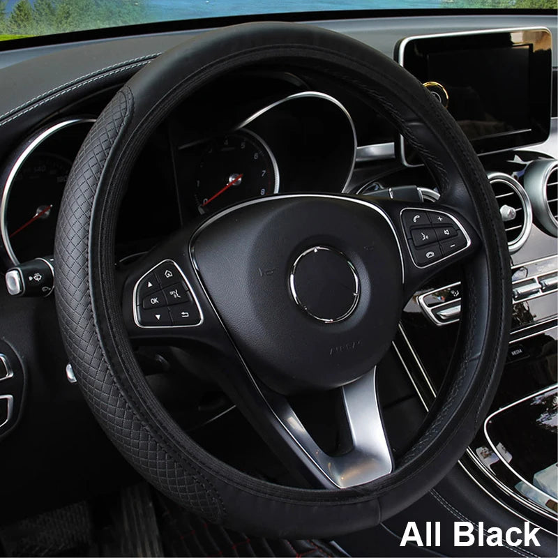 SEAMETAL Universal Steering Wheel Cover – Anti-Slip Microfiber Leather (37–39CM)