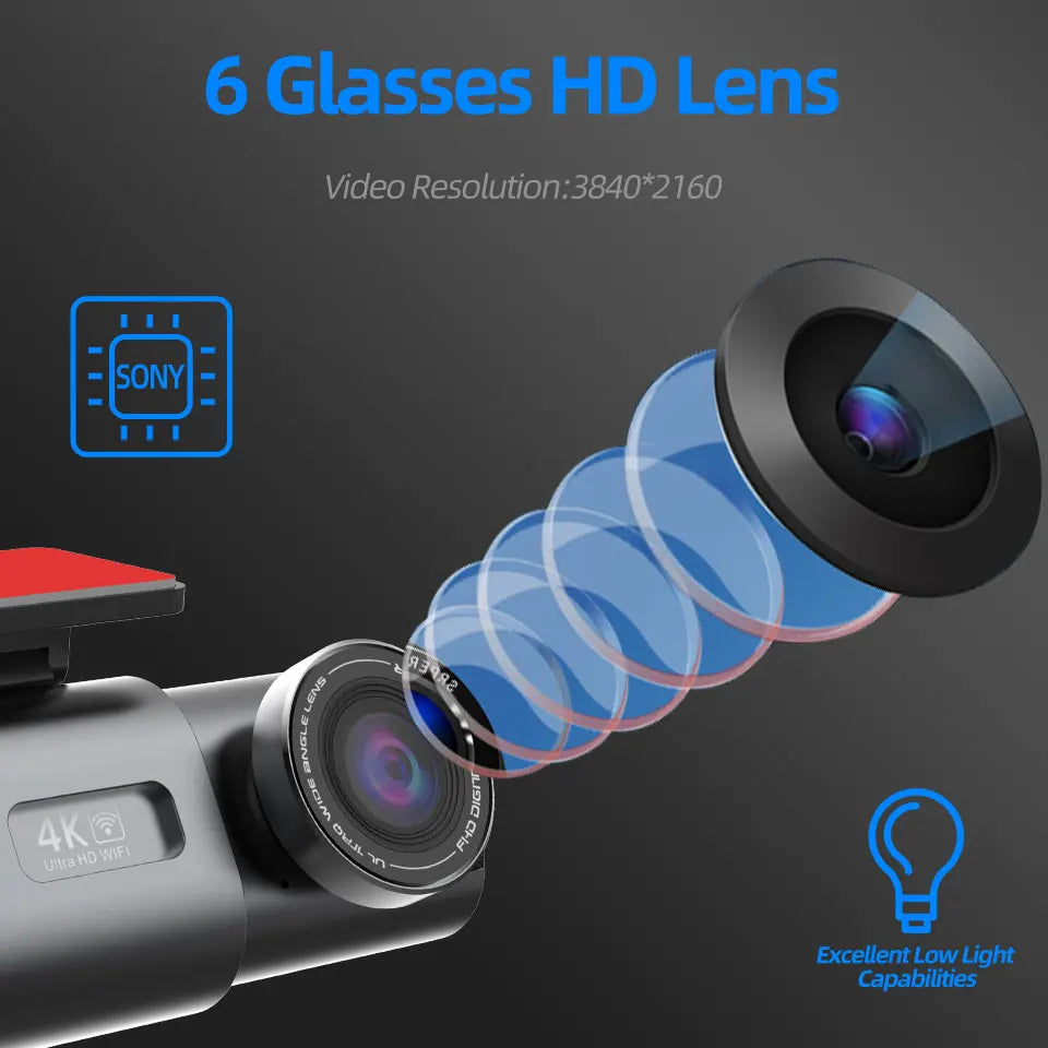 4K UHD Dash Cam – Wi-Fi, GPS & 24H Parking Monitor