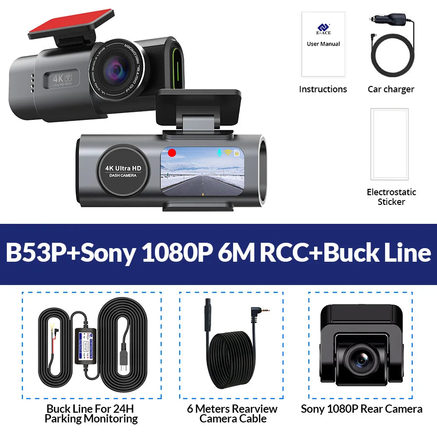 4K UHD Dash Cam – Wi-Fi, GPS & 24H Parking Monitor
