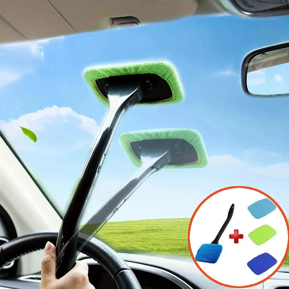 Car Window Cleaner Brush Kit – Long Handle Windshield Cleaning Tool