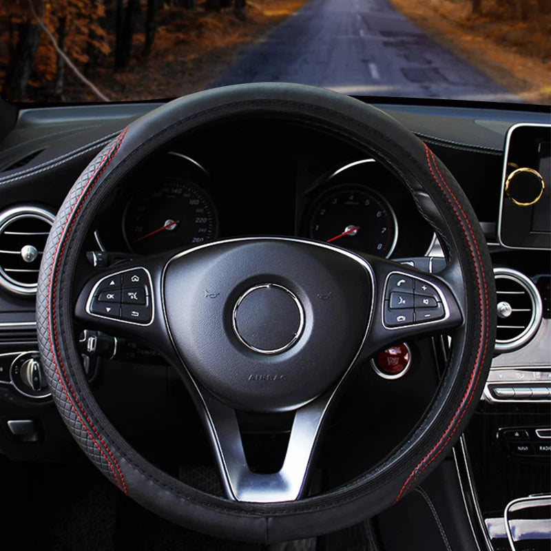 SEAMETAL Universal Steering Wheel Cover – Anti-Slip Microfiber Leather (37–39CM)
