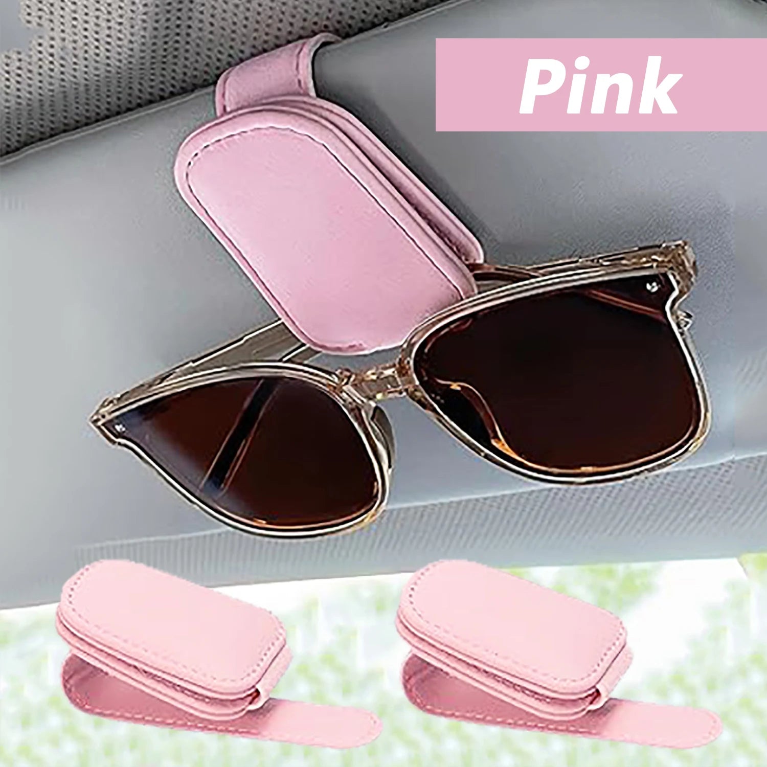Magnetic Leather Sunglasses Holder – Car Sun Visor Glasses & Ticket Clip