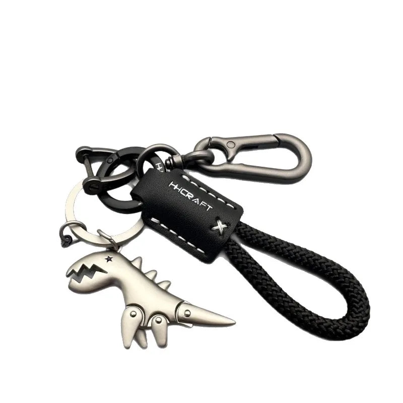 Leather Woven Rope Metal Keychain – Stylish Car & Motorcycle Accessory
