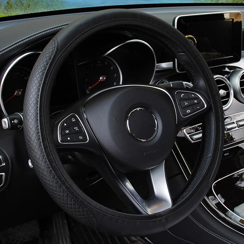 SEAMETAL Universal Steering Wheel Cover – Anti-Slip Microfiber Leather (37–39CM)