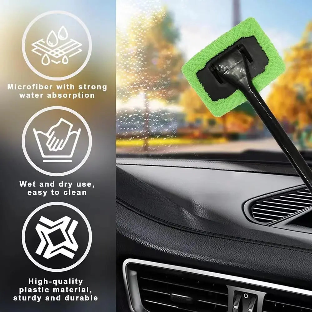 Car Window Cleaner Brush Kit – Long Handle Windshield Cleaning Tool