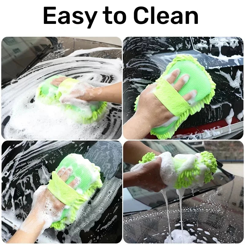 Microfiber Car Wash Sponge & Cleaning Glove – Premium Car Detailing Kit