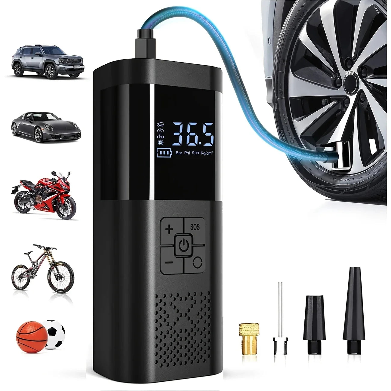 Portable Cordless Tire Inflator – 150 PSI Digital Air Compressor for Cars, Bikes & Motorcycles