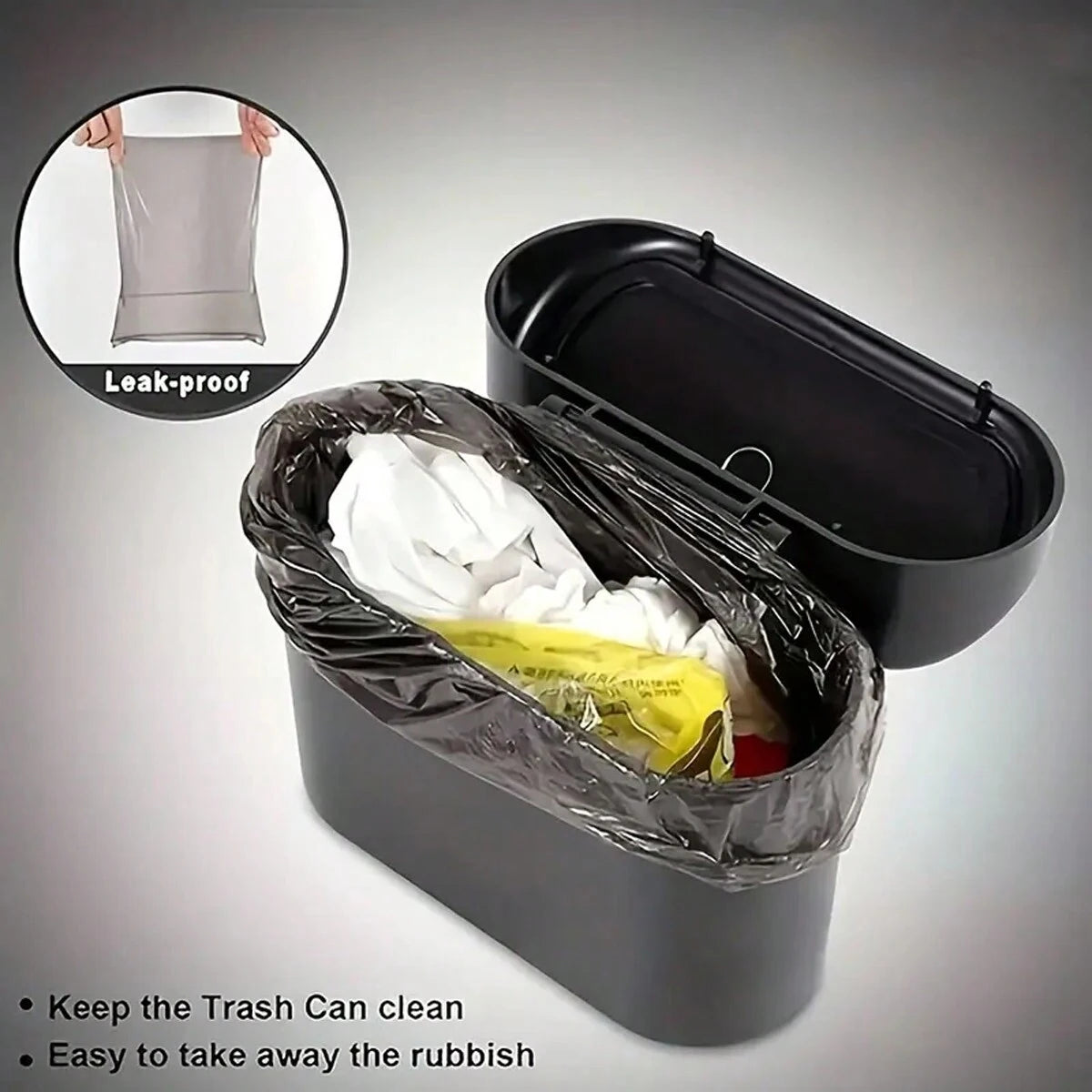 PREMIUM CAR TRASH CAN WITH LID & LEAK-PROOF GARBAGE BAGS
