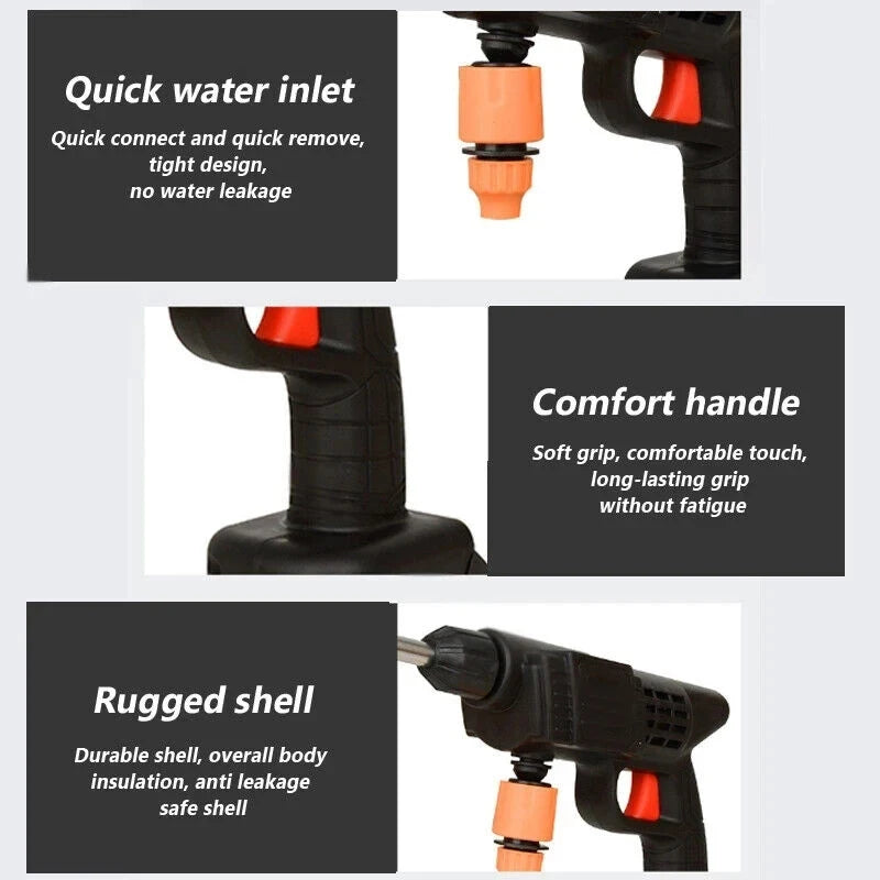 PORTABLE CORDLESS PRESSURE WASHER- 60BAR HIGH POWER CAR CLEANING GUN