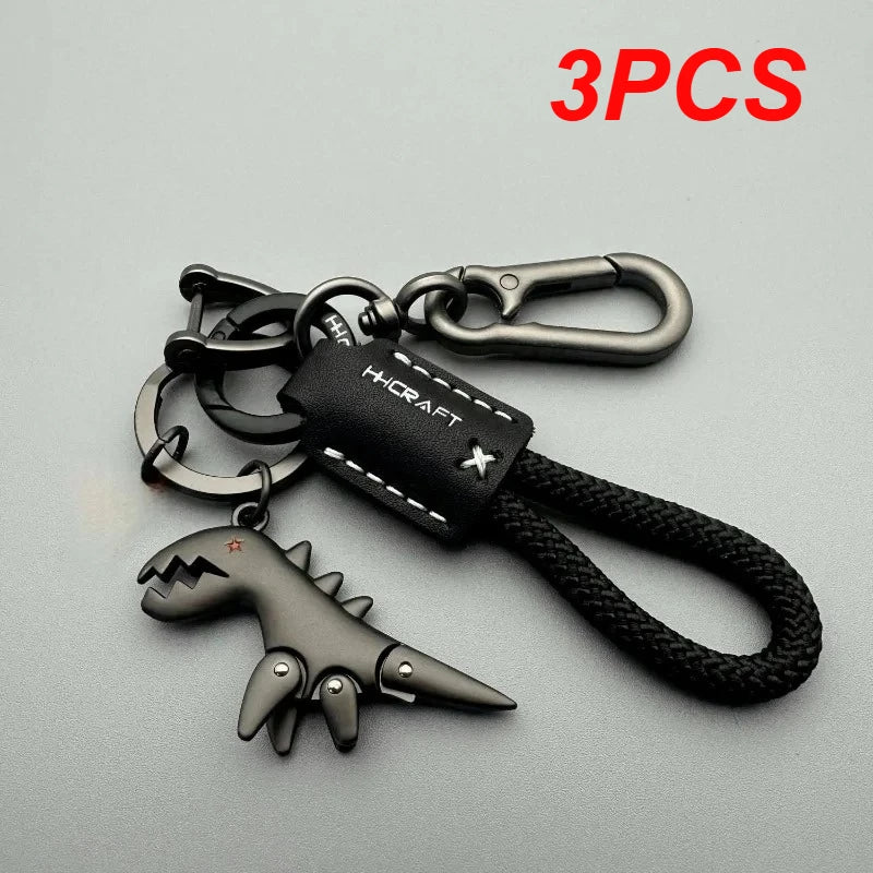 Leather Woven Rope Metal Keychain – Stylish Car & Motorcycle Accessory
