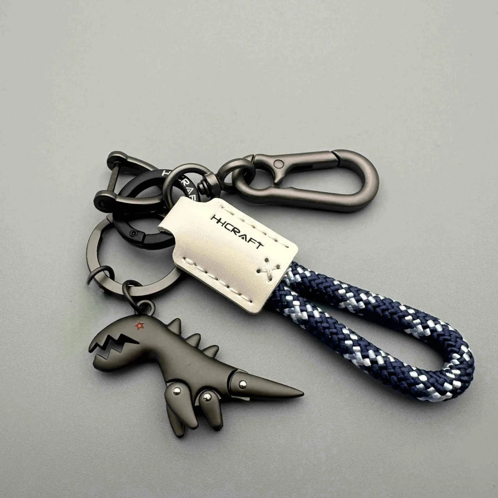 Leather Woven Rope Metal Keychain – Stylish Car & Motorcycle Accessory