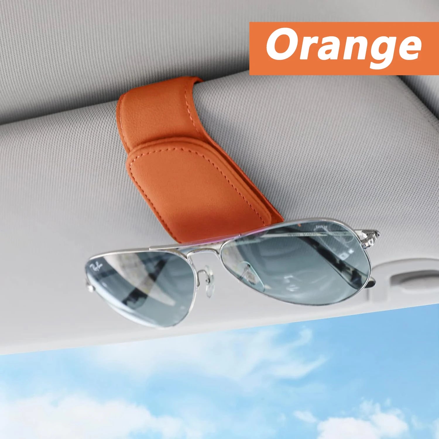 Magnetic Leather Sunglasses Holder – Car Sun Visor Glasses & Ticket Clip