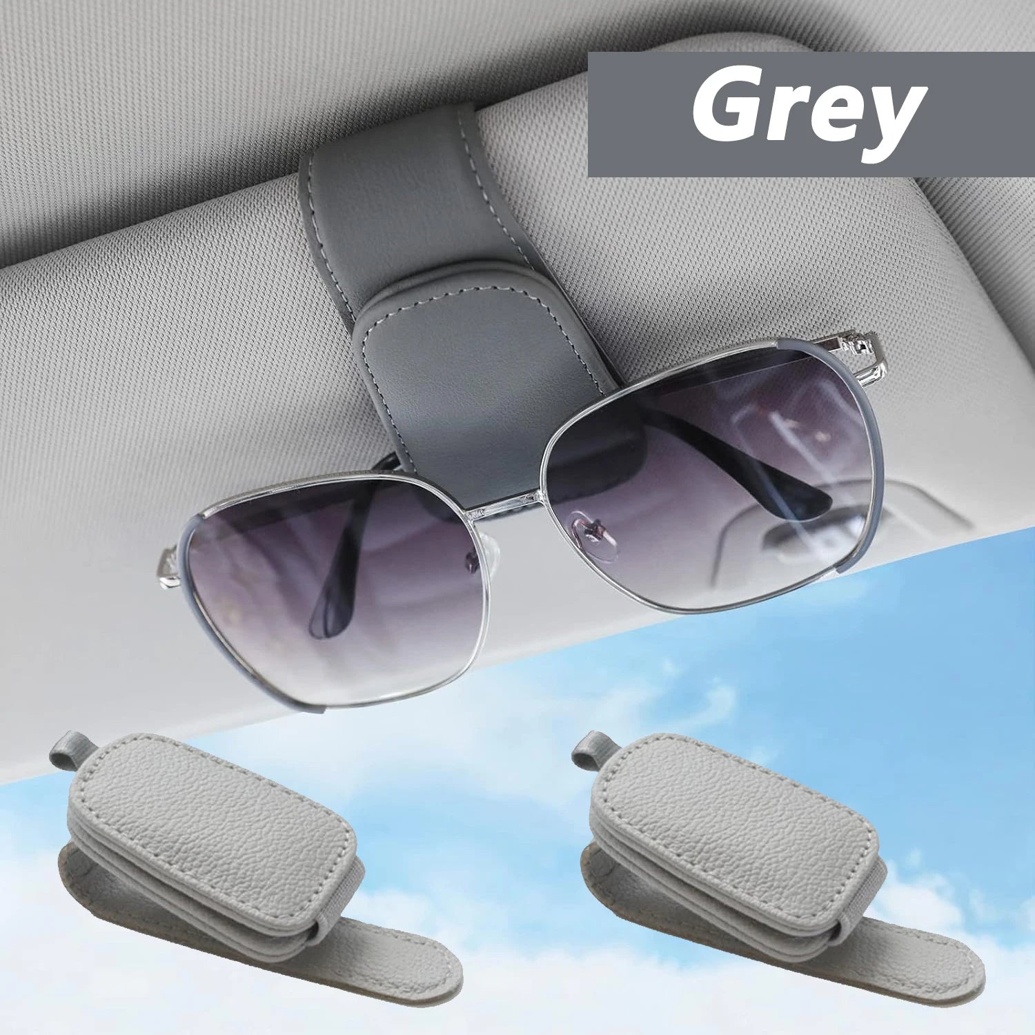 Magnetic Leather Sunglasses Holder – Car Sun Visor Glasses & Ticket Clip