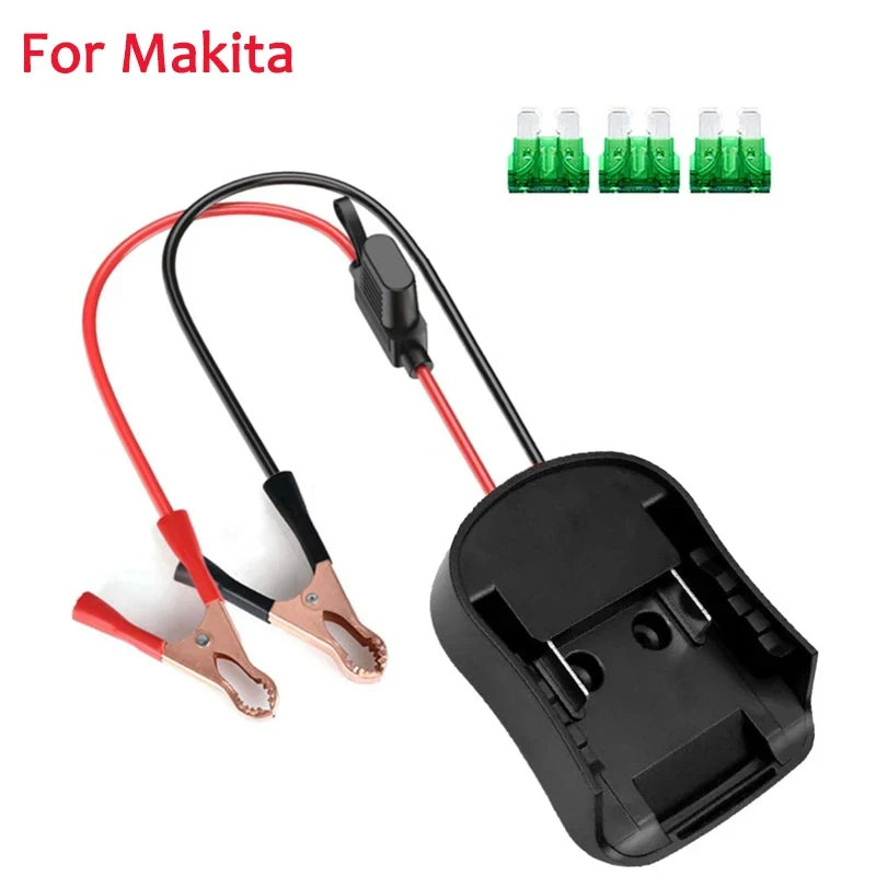 18V Battery Jump Starter Adapter – Emergency Car Booster Cable Converter for Makita, Milwaukee & DeWalt Batteries