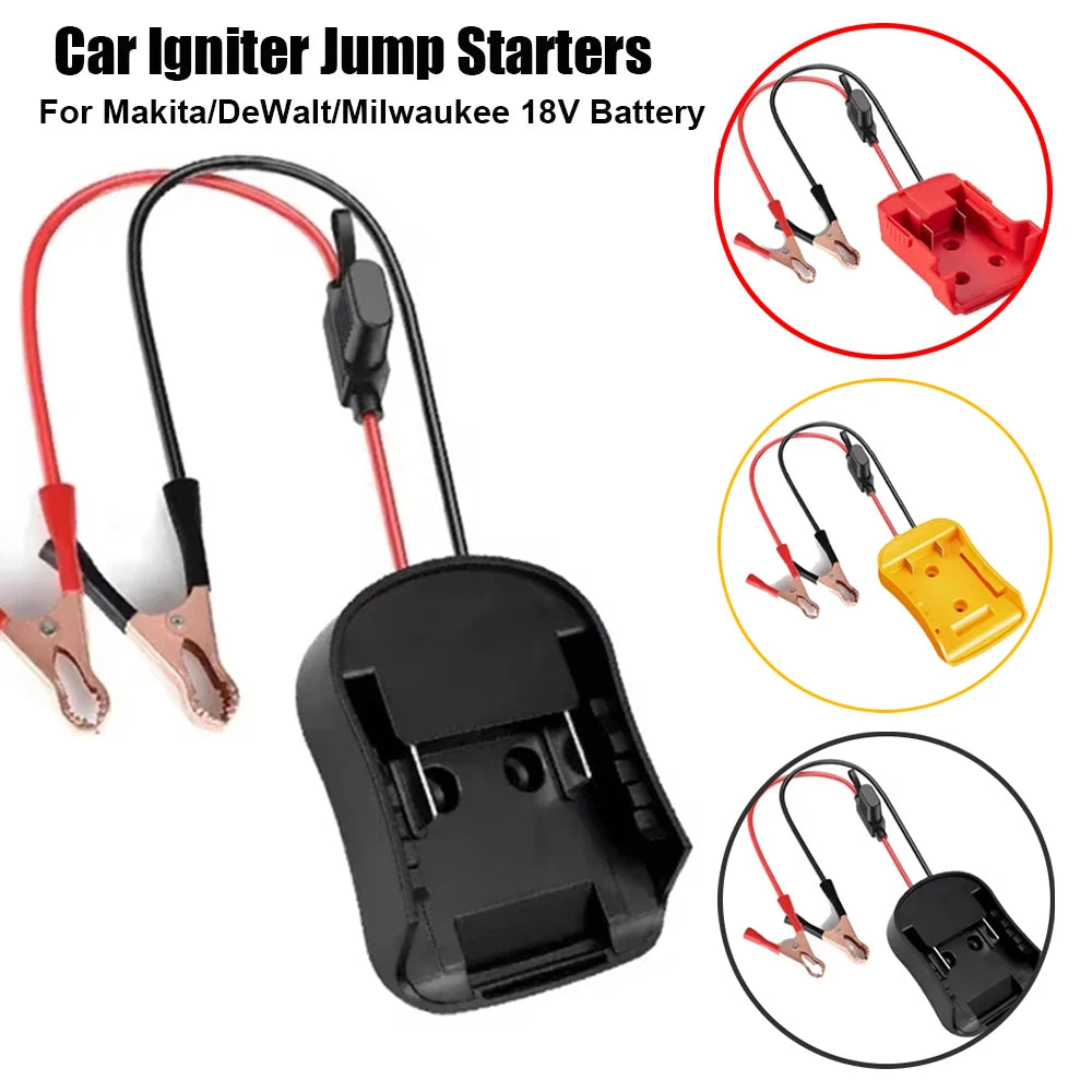 18V Battery Jump Starter Adapter – Emergency Car Booster Cable Converter for Makita, Milwaukee & DeWalt Batteries
