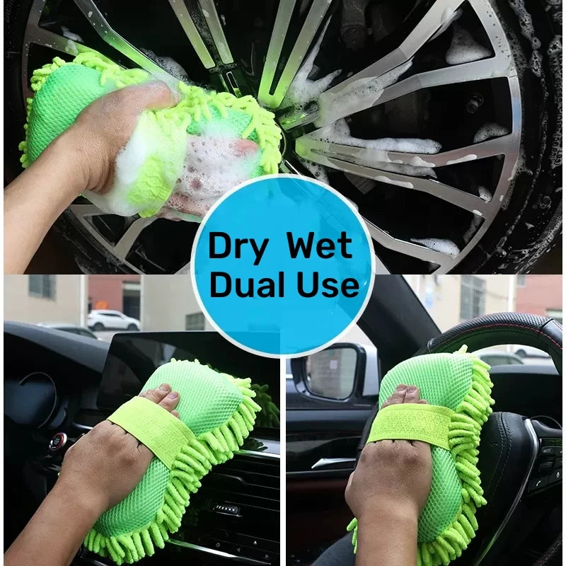 Microfiber Car Wash Sponge & Cleaning Glove – Premium Car Detailing Kit