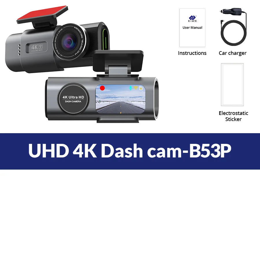 4K UHD Dash Cam – Wi-Fi, GPS & 24H Parking Monitor