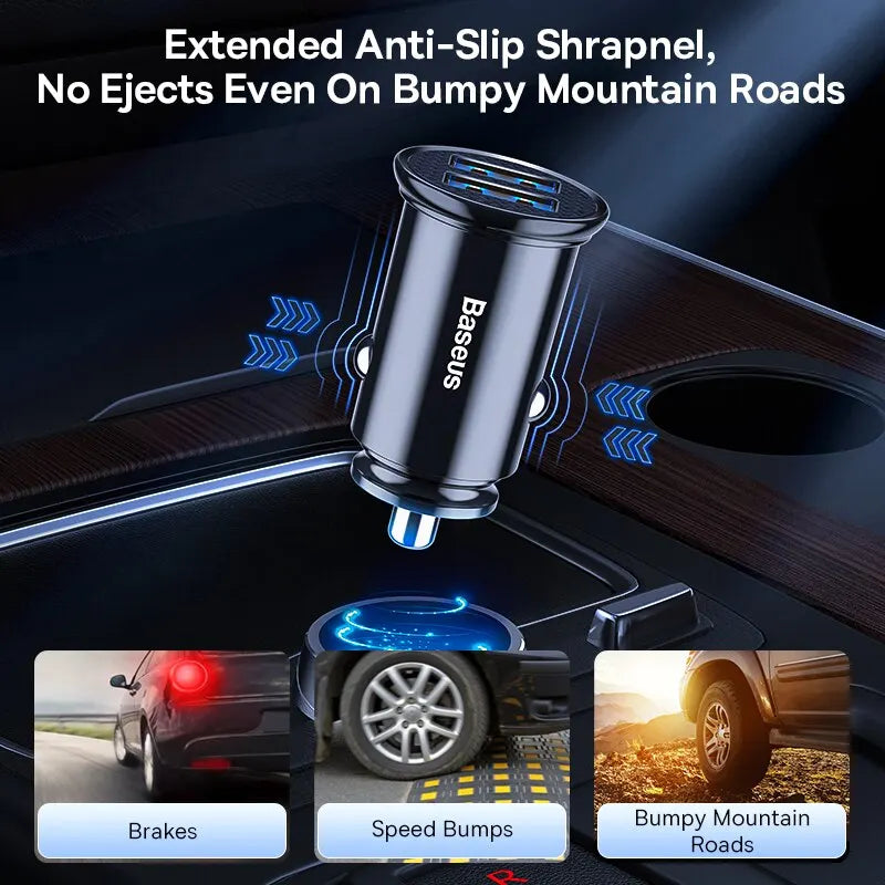 Baseus 30W USB Car Charger – PD & Quick Charge Fast Charging Adapter