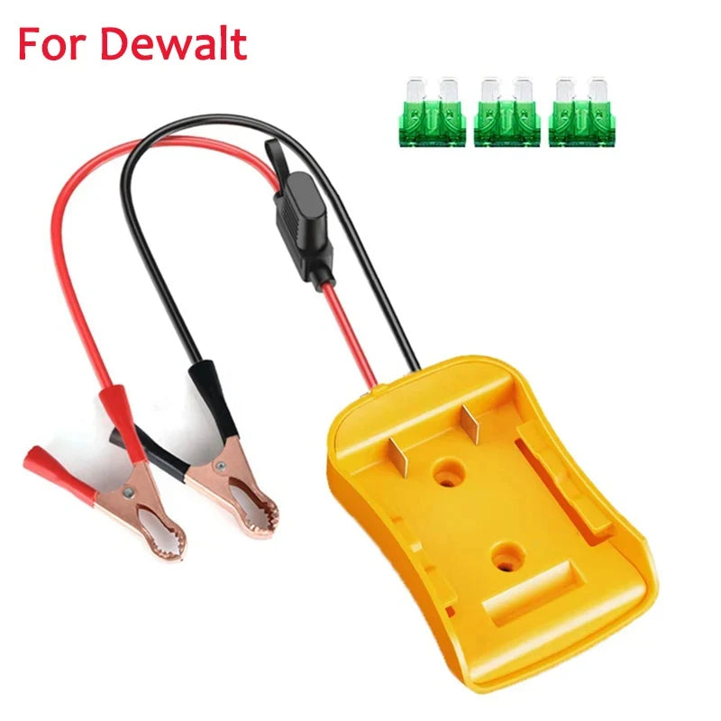 18V Battery Jump Starter Adapter – Emergency Car Booster Cable Converter for Makita, Milwaukee & DeWalt Batteries