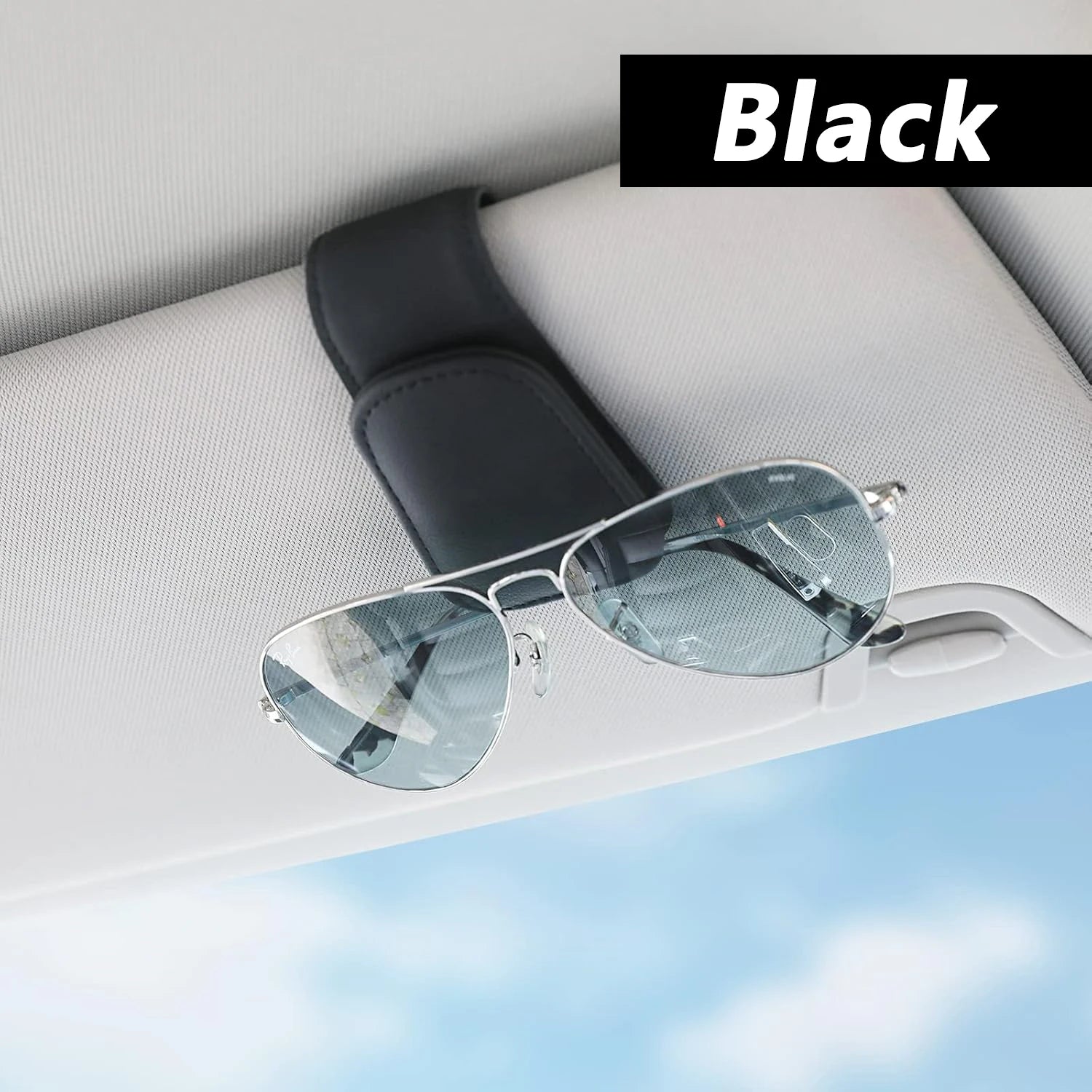 Magnetic Leather Sunglasses Holder – Car Sun Visor Glasses & Ticket Clip
