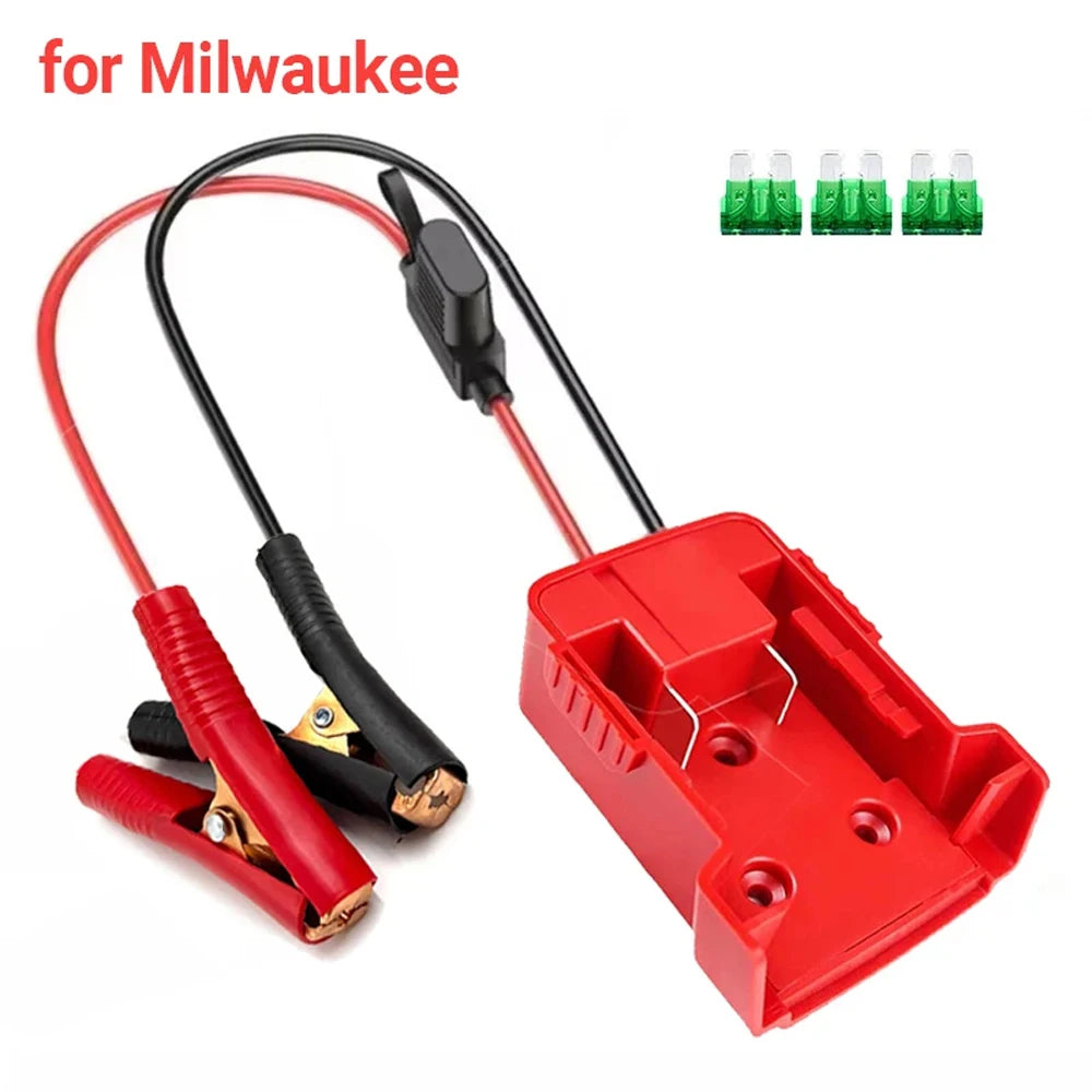 18V Battery Jump Starter Adapter – Emergency Car Booster Cable Converter for Makita, Milwaukee & DeWalt Batteries