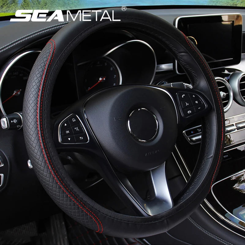 SEAMETAL Universal Steering Wheel Cover – Anti-Slip Microfiber Leather (37–39CM)
