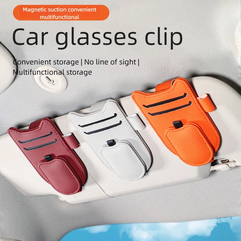 Magnetic Car Sunglasses Holder – Sun Visor Glasses Clip