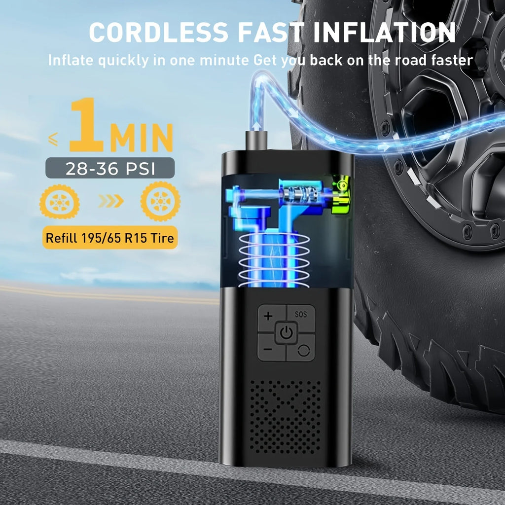 Portable Cordless Tire Inflator – 150 PSI Digital Air Compressor for Cars, Bikes & Motorcycles