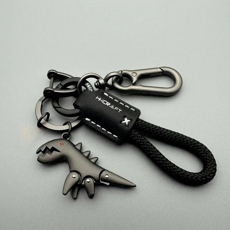 Leather Woven Rope Metal Keychain – Stylish Car & Motorcycle Accessory