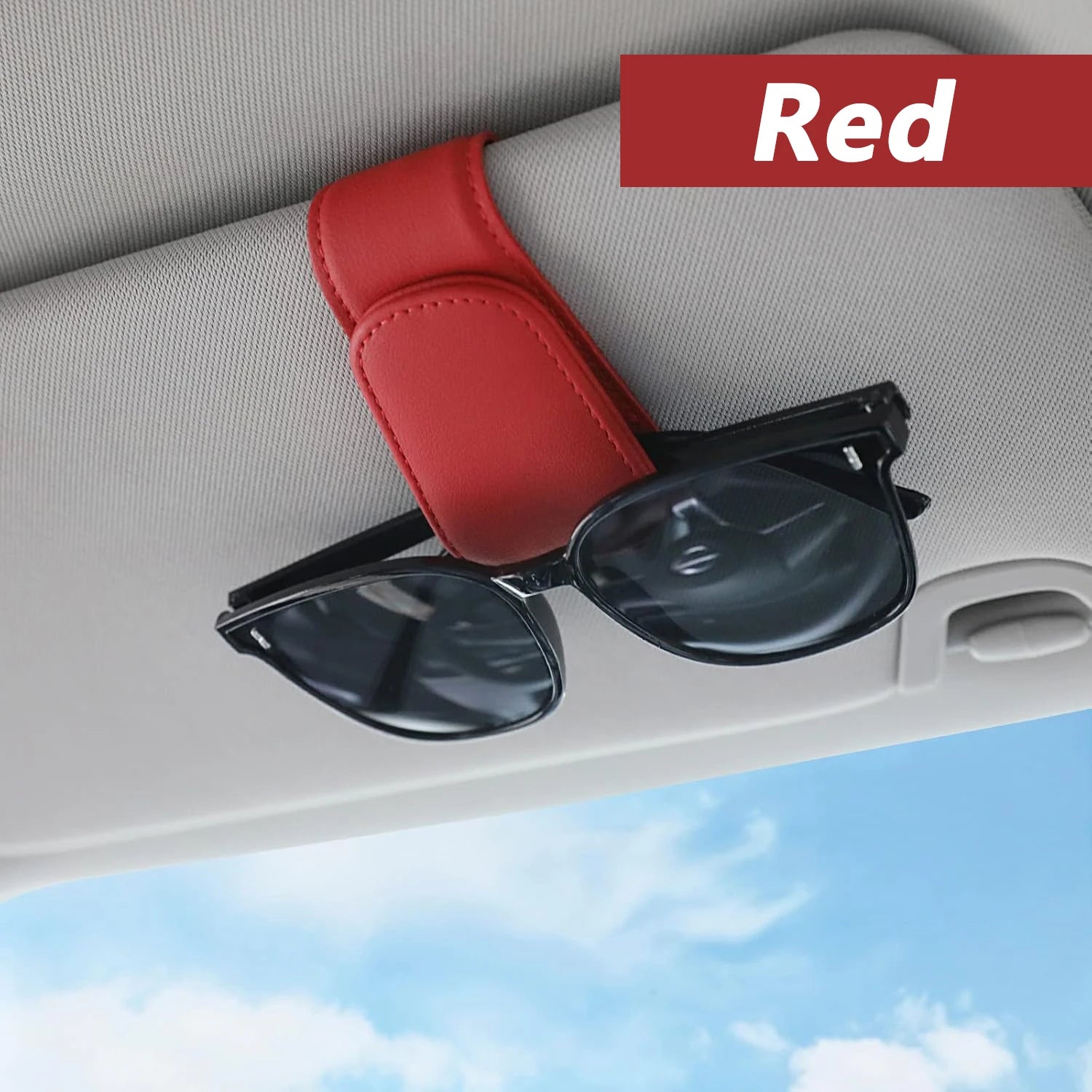 Magnetic Leather Sunglasses Holder – Car Sun Visor Glasses & Ticket Clip