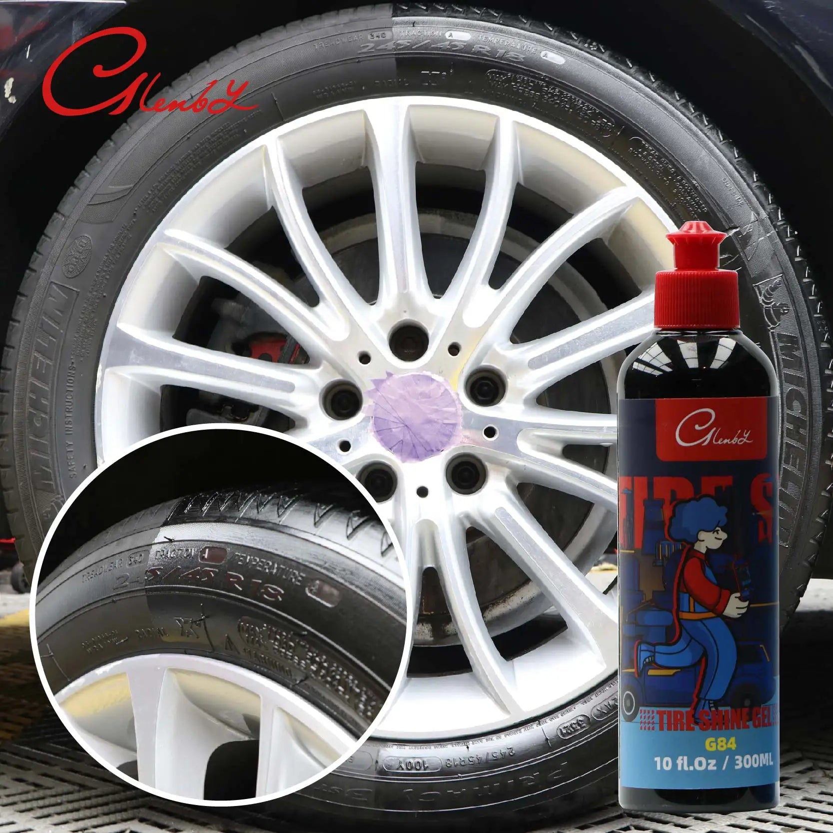 Car Tire Shine Gel & Conditioner – SiO₂ Infused, No-Sling Formula