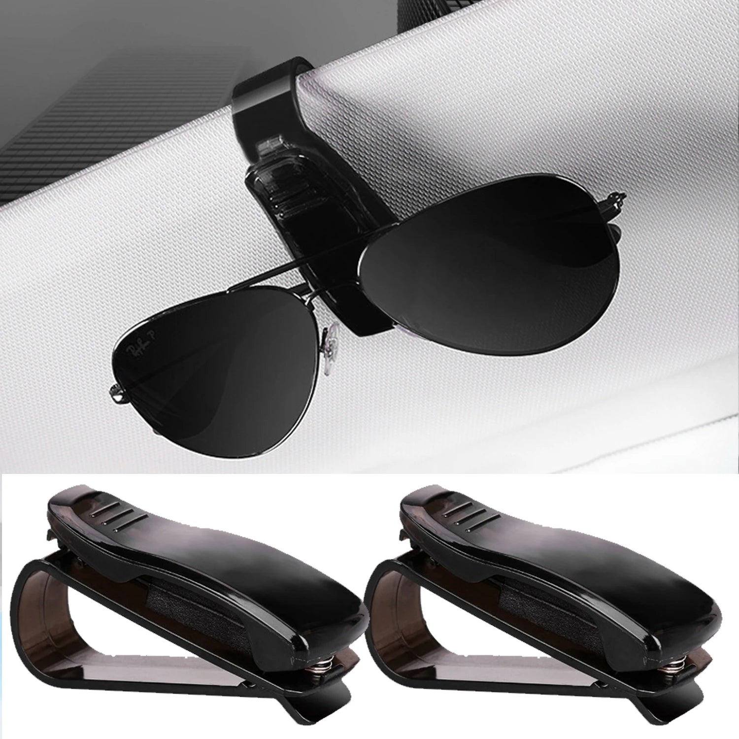 Magnetic Leather Sunglasses Holder – Car Sun Visor Glasses & Ticket Clip