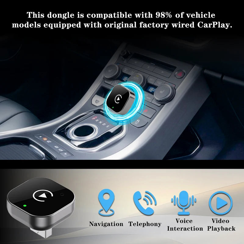 2-in-1 Wireless CarPlay Adapter – Convert Wired CarPlay to Wireless Instantly