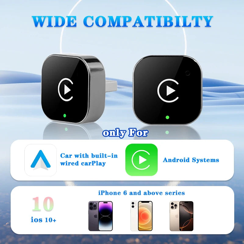2-in-1 Wireless CarPlay Adapter – Convert Wired CarPlay to Wireless Instantly