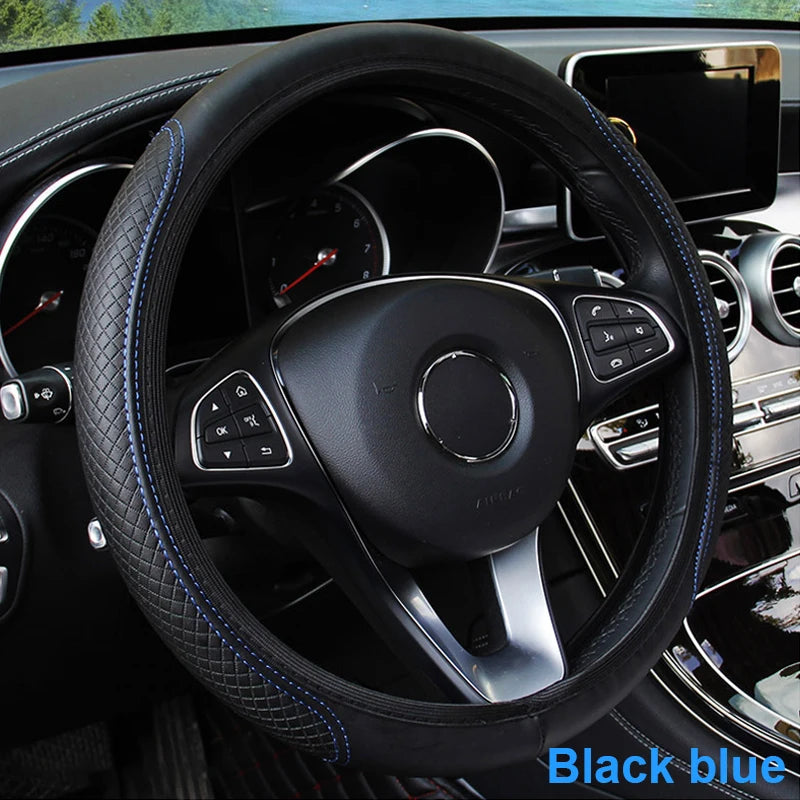 SEAMETAL Universal Steering Wheel Cover – Anti-Slip Microfiber Leather (37–39CM)