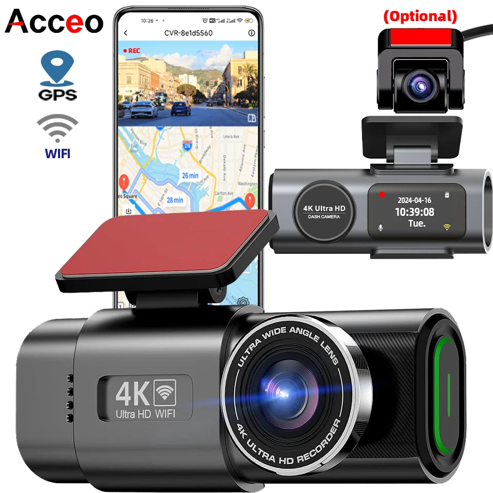 4K UHD Dash Cam – Wi-Fi, GPS & 24H Parking Monitor