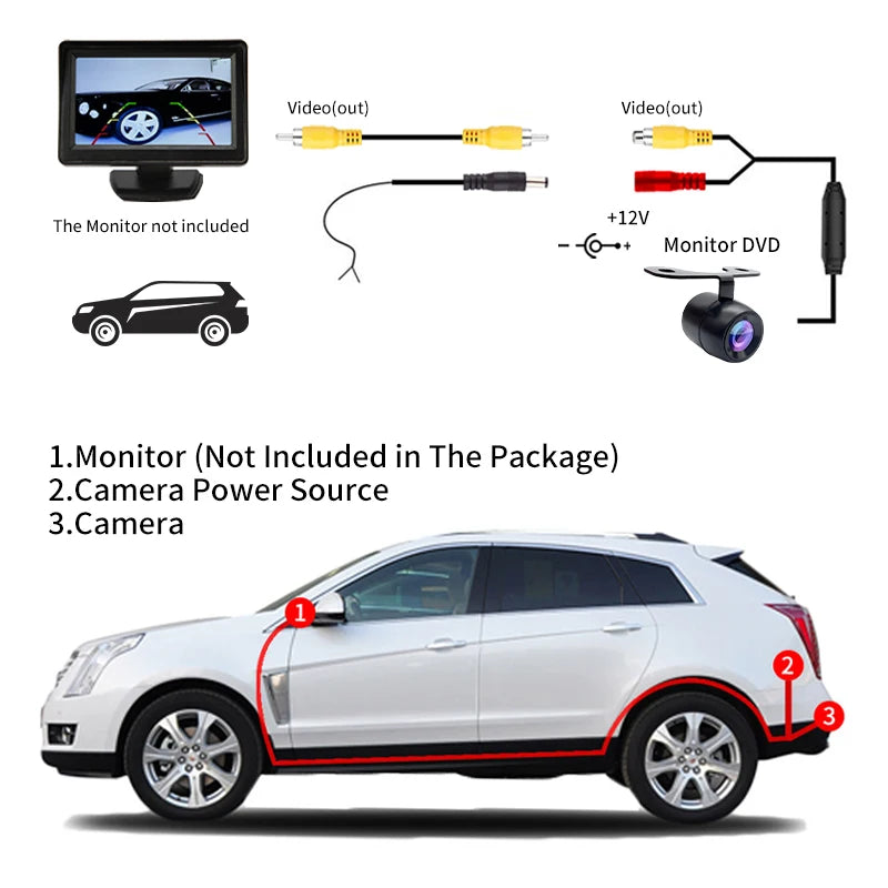 HD Car Reverse Camera – Waterproof Night Vision Wide Angle Backup Parking Camera